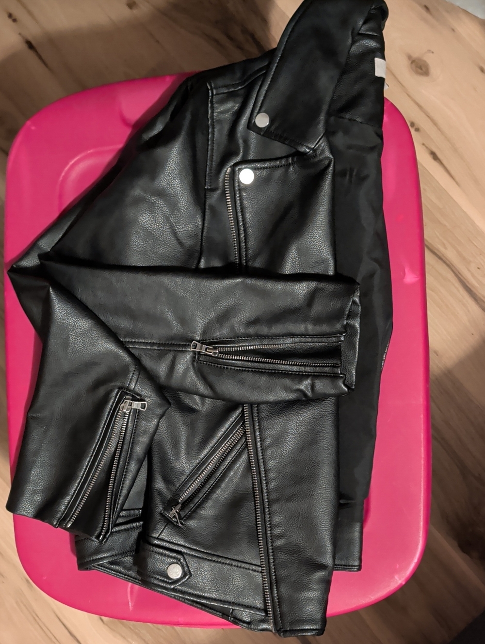 LOFT Black Faux Leather Moto Jacket with Zip Pockets